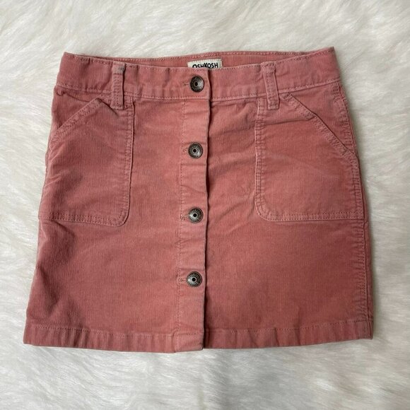 OshKosh B'Gosh Big Girls 8 Pink Corduroy Button Front Skirt - Picture 1 of 10